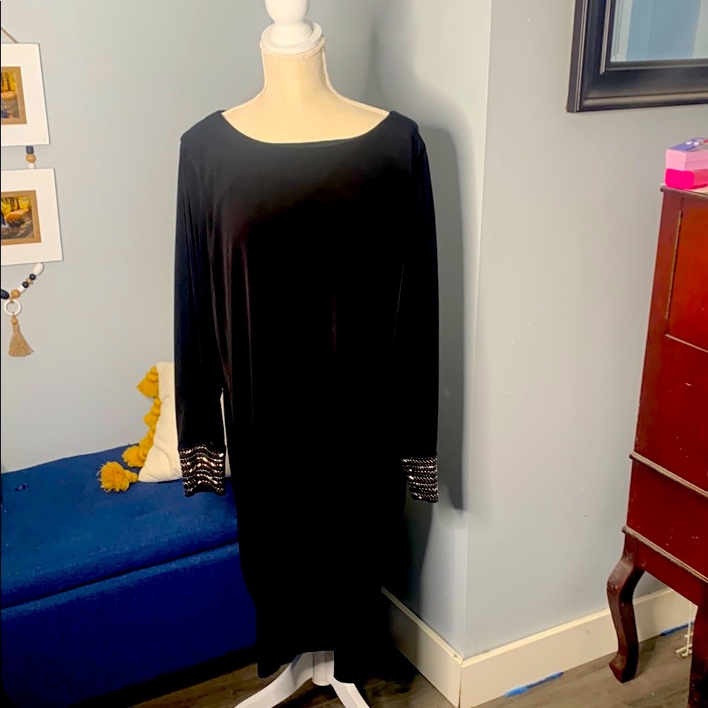 Calvin Klein Black Long Sleeve Sheath Dress